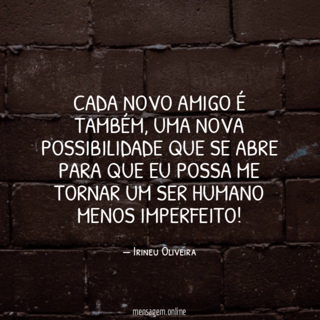 Cada novo amigo é também