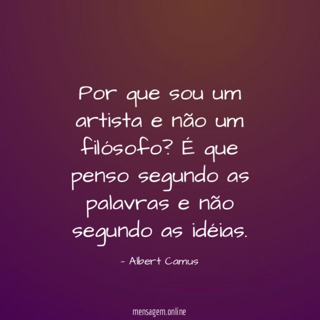 Por que sou um artista e não um filósofo