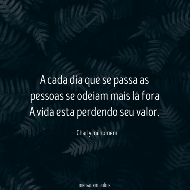 A cada dia que se passa as pessoas se odeiam mais lá fora
