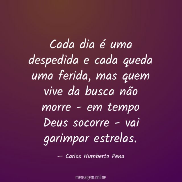 Cada dia é uma despedida e cada queda uma ferida