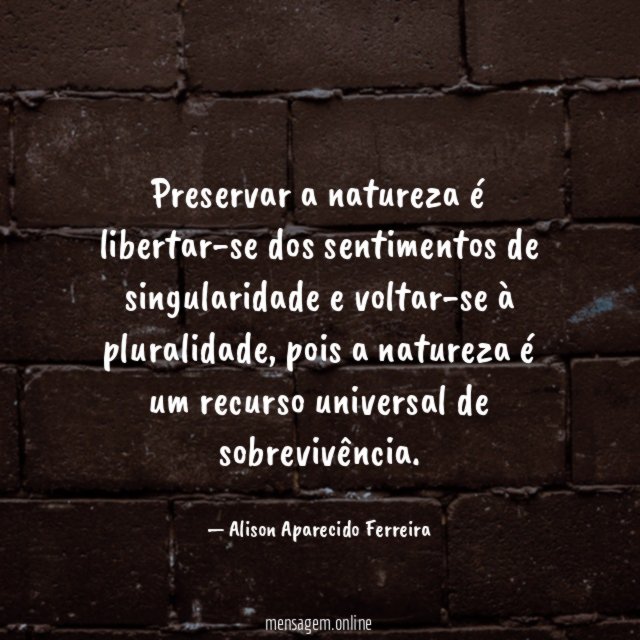 Preservar a natureza é libertar-se dos sentimentos de singularidade e voltar-se à pluralidade