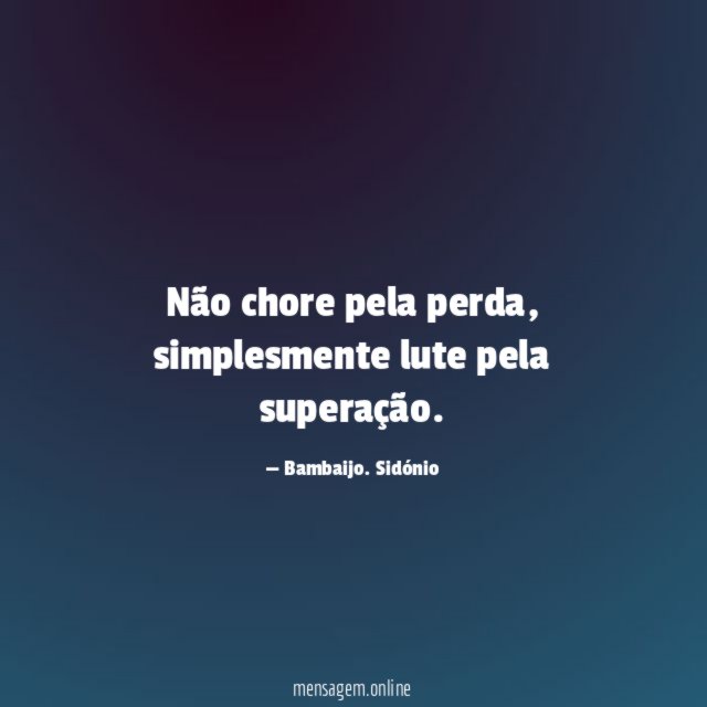 Não chore pela perda