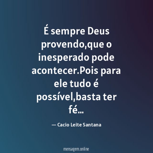 É sempre Deus provendo
