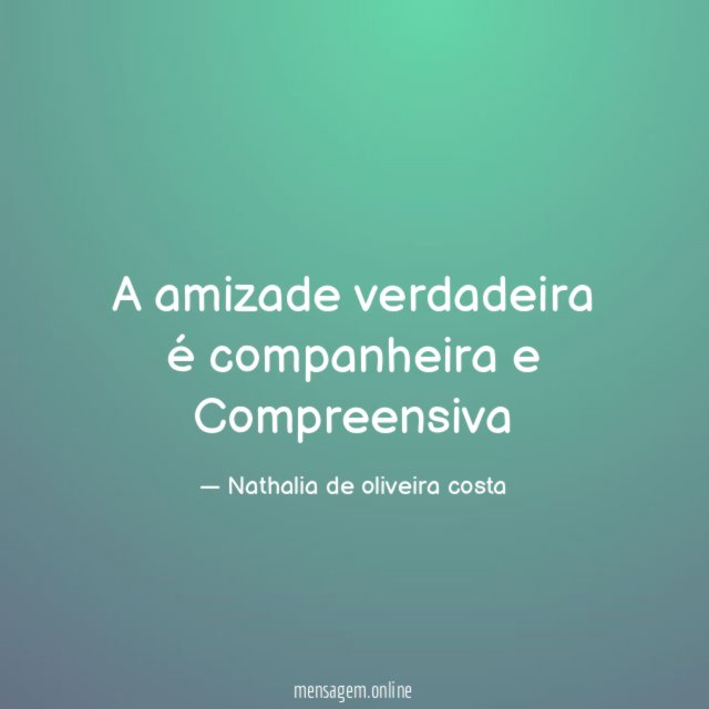 A amizade verdadeira é companheira e Compreensiva
