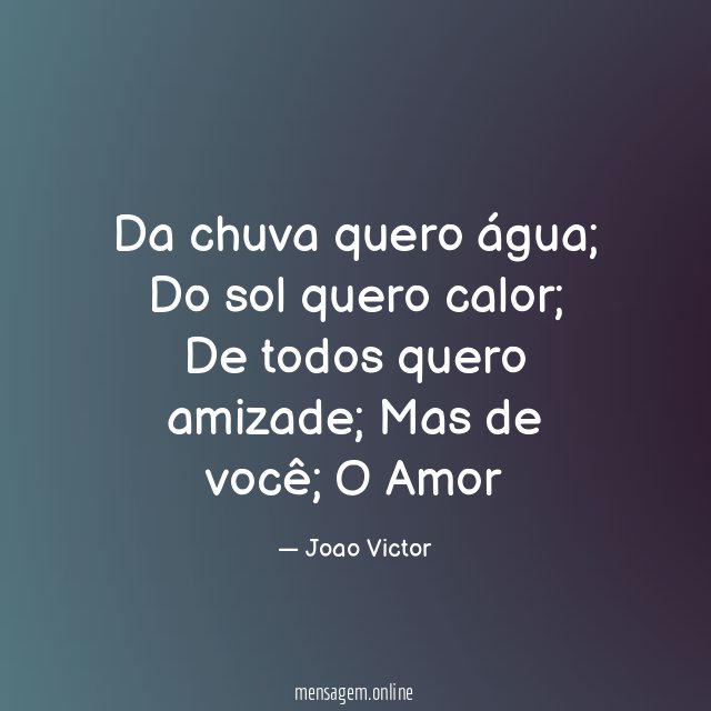 Da chuva quero água