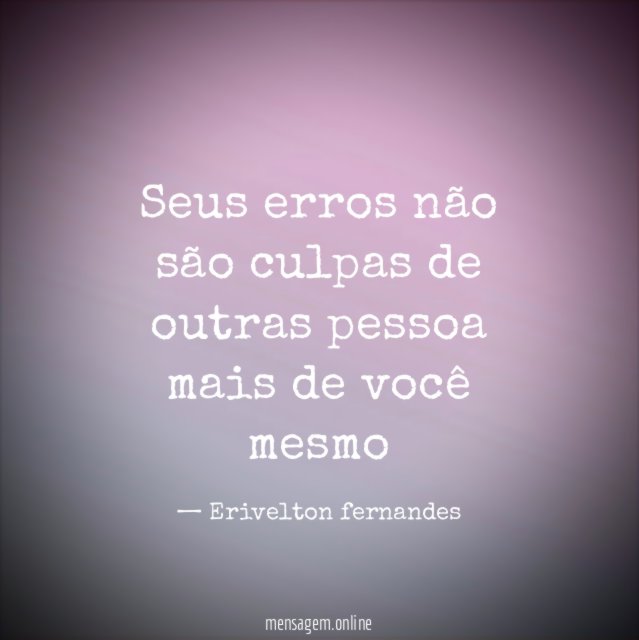 Seus erros não são culpas de outras pessoa mais
