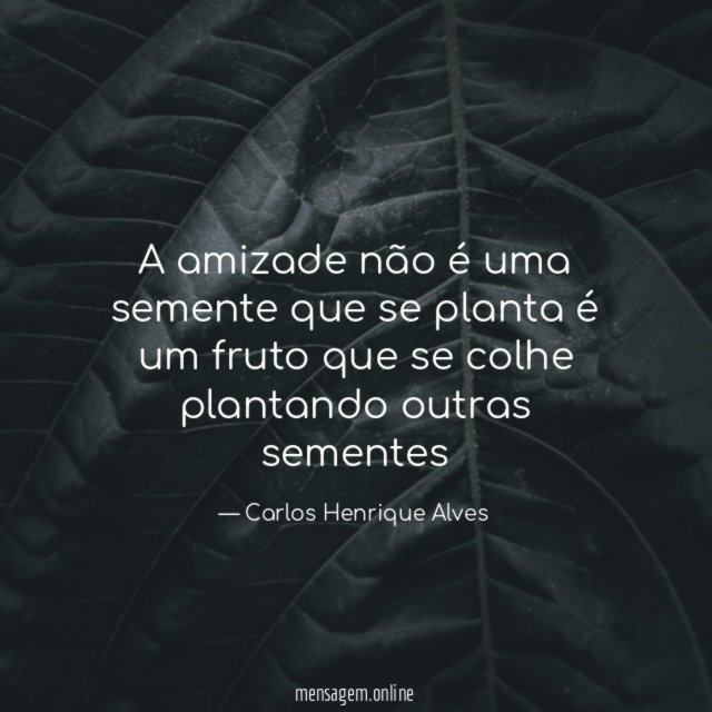 A amizade não é uma semente que se
