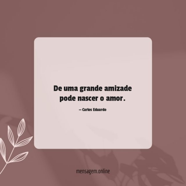 De uma grande amizade pode nascer o amor
