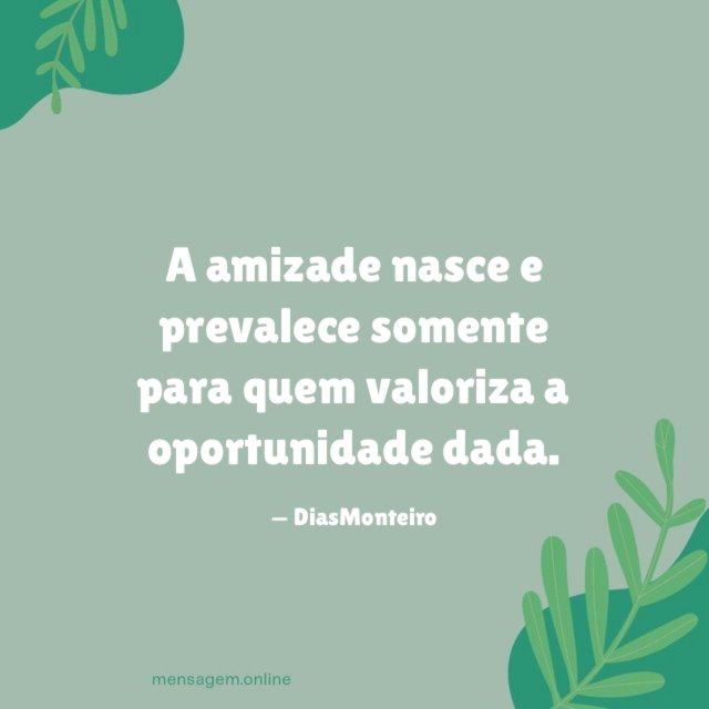 A amizade nasce e prevalece somente para quem valoriza a oportunidade dada