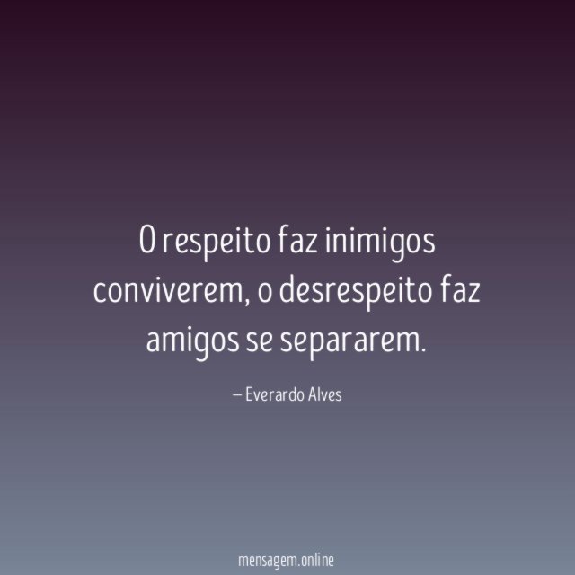 O respeito faz inimigos conviverem