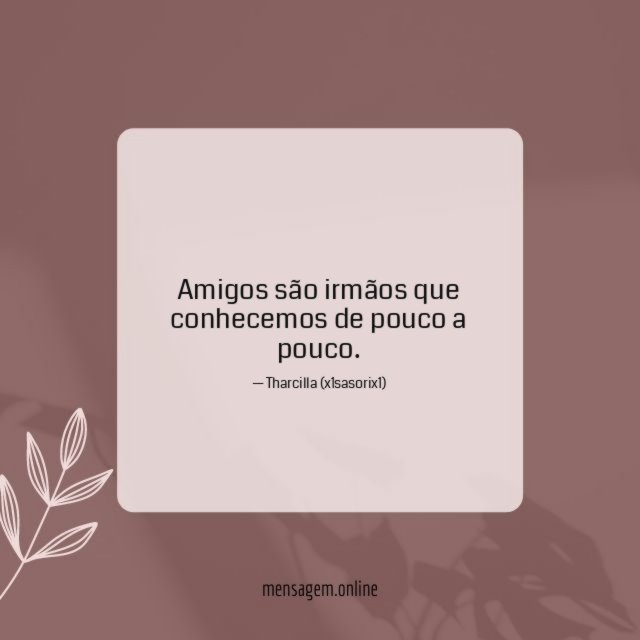 Amigos são irmãos que conhecemos de pouco a pouco