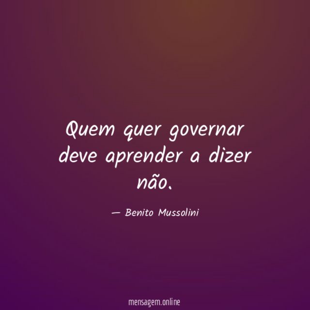 Quem quer governar deve aprender a dizer não