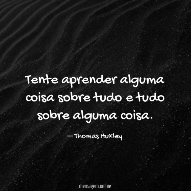 Tente aprender alguma coisa sobre tudo e tudo sobre alguma coisa