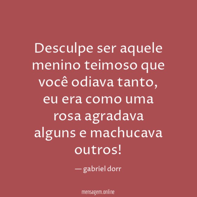 Desculpe ser aquele menino teimoso que você odiava tanto