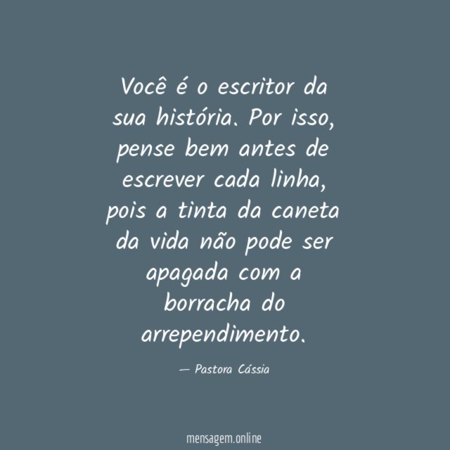 Você é o escritor da sua história