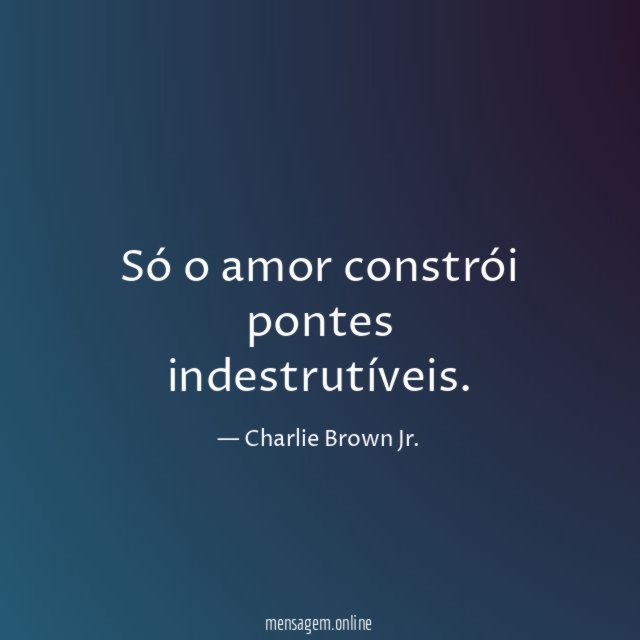 Só o amor constrói pontes indestrutíveis