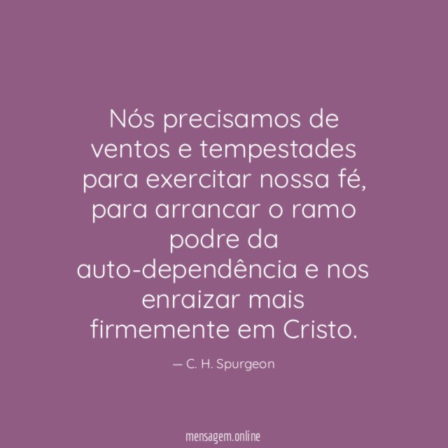 Nós precisamos de ventos e tempestades para exercitar nossa fé
