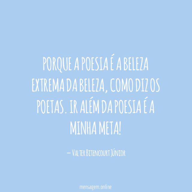 Porque a poesia é a beleza extrema da beleza, como diz os poetas.