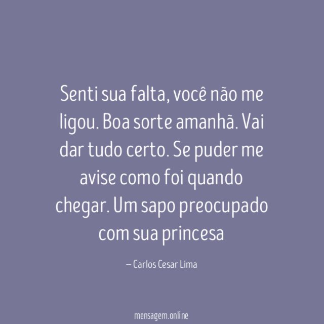 Senti sua falta, você não me ligou.