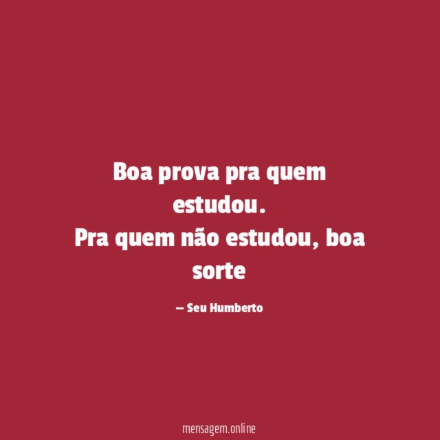 Boa prova pra quem estudou