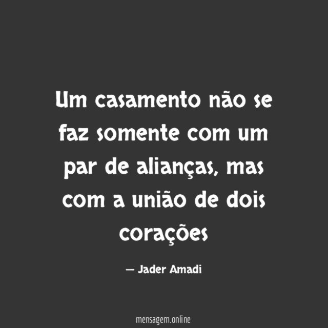 Um casamento não se faz somente com um