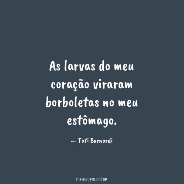 As larvas do meu coração viraram borboletas no meu estômago