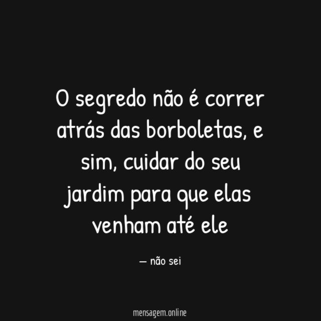 O segredo não é correr atrás das borboletas