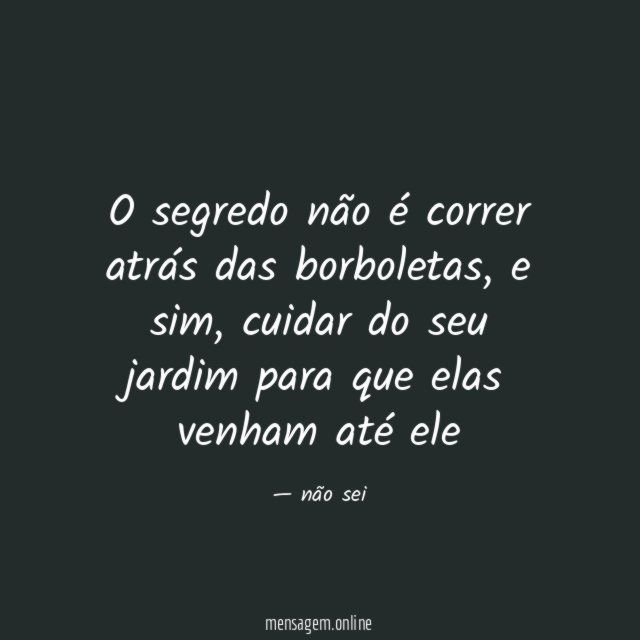 O segredo não é correr atrás das borboletas
