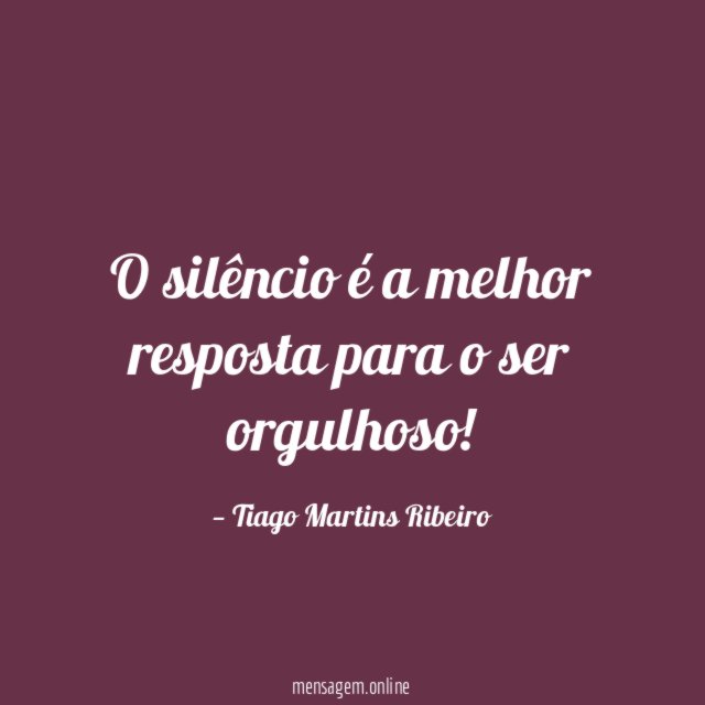 O silêncio é a melhor resposta para o ser orgulhoso