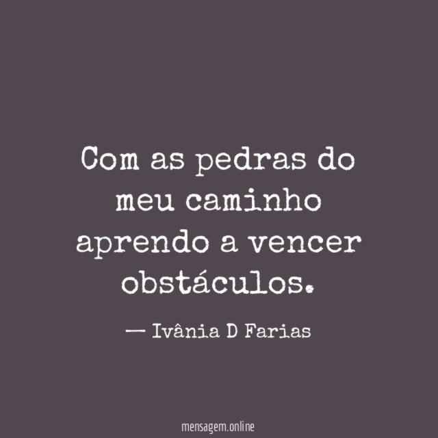 Com as pedras do meu caminho aprendo a vencer obstáculos