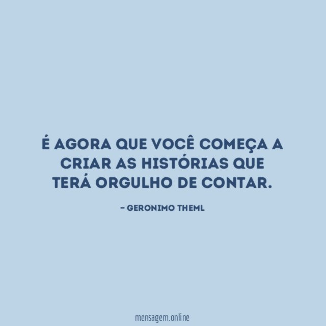 É agora que você começa a criar as