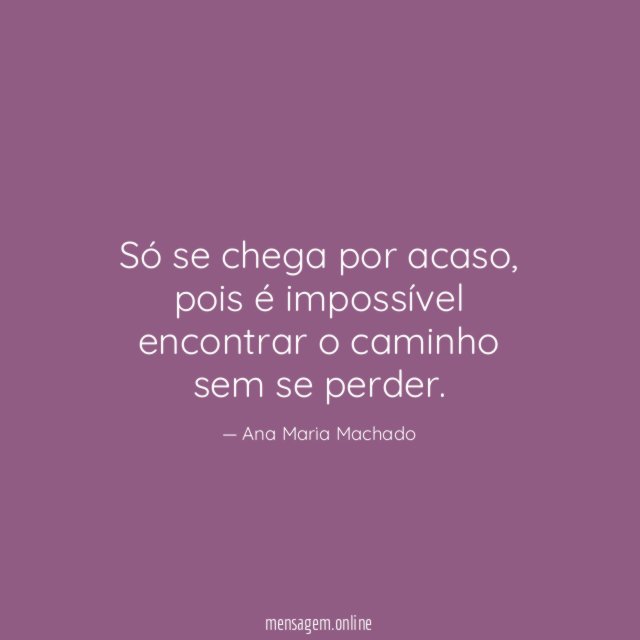 Só se chega por acaso