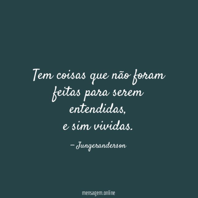 Tem coisas que não foram feitas para serem entendidas