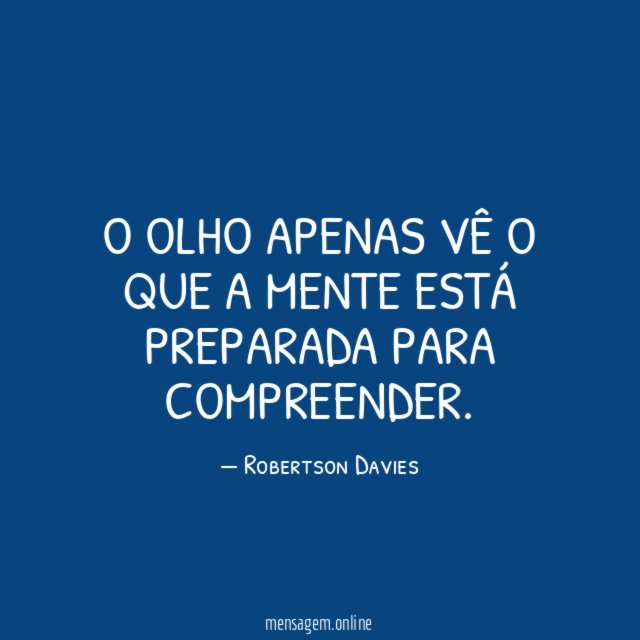 O olho apenas vê o que a mente está preparada para compreender
