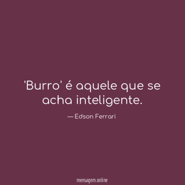 Burro' é aquele que se acha inteligente