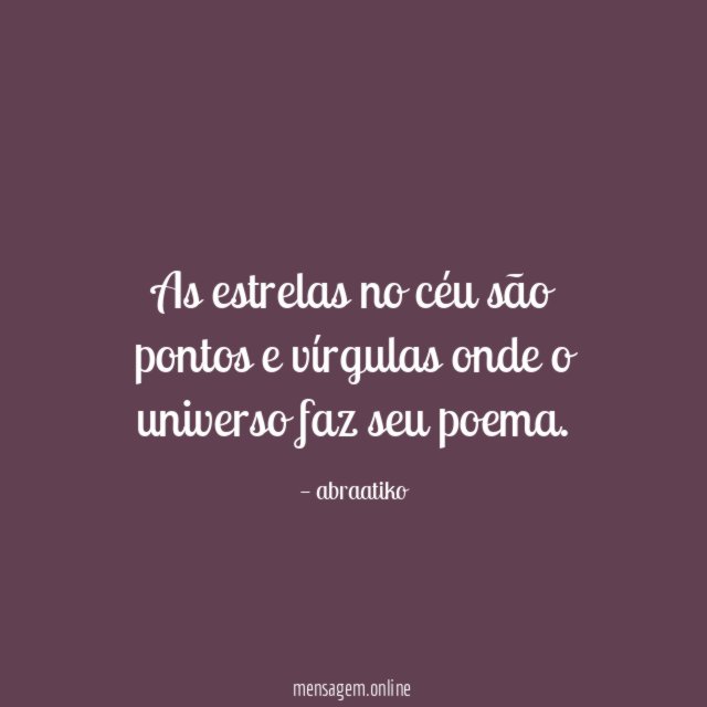 As estrelas no céu são pontos e vírgulas