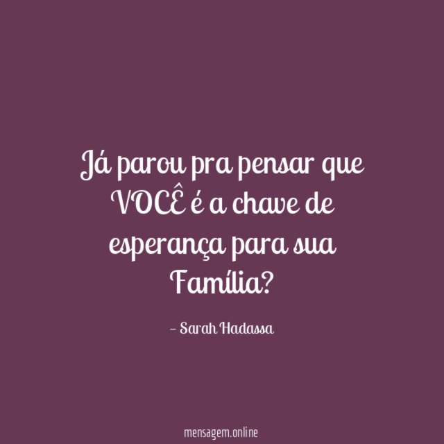 Já parou pra pensar que VOCÊ é a