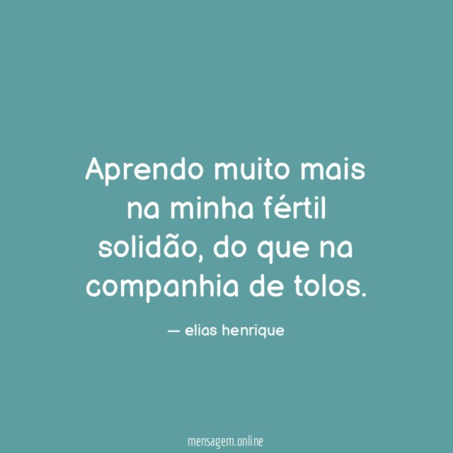 Aprendo muito mais na minha fértil solidão