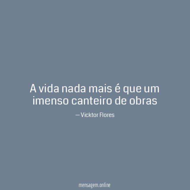 A vida nada mais é que um imenso canteiro de obras