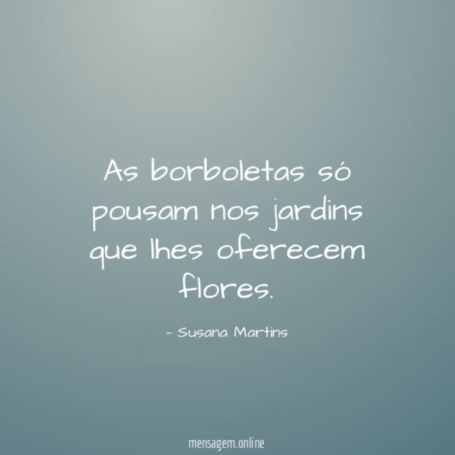 As borboletas só pousam nos jardins que lhes oferecem flores