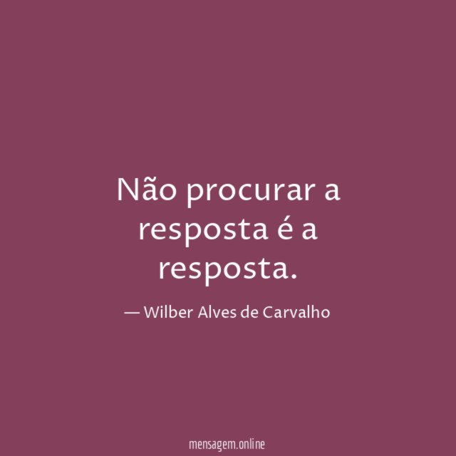 Não procurar a resposta é a resposta
