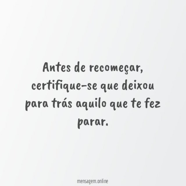 Antes de recomeçar