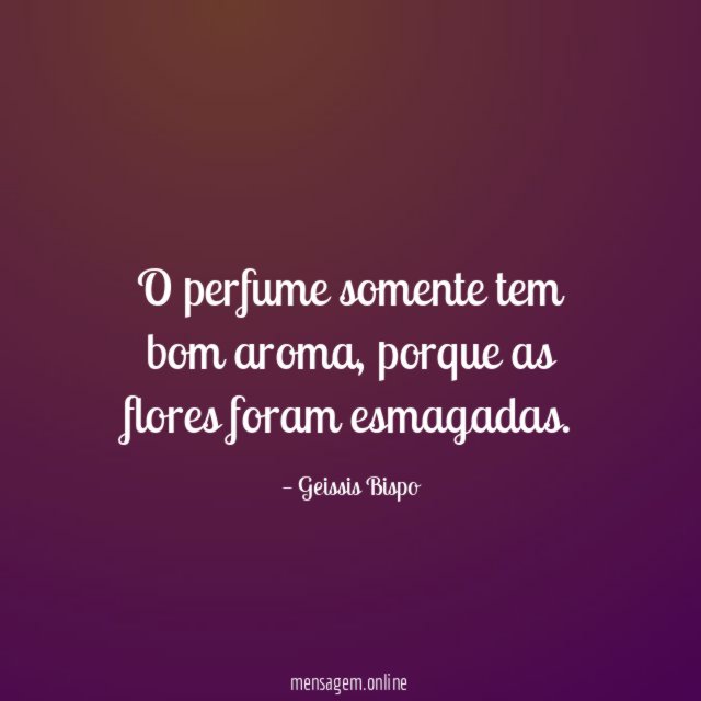 O perfume somente tem bom aroma