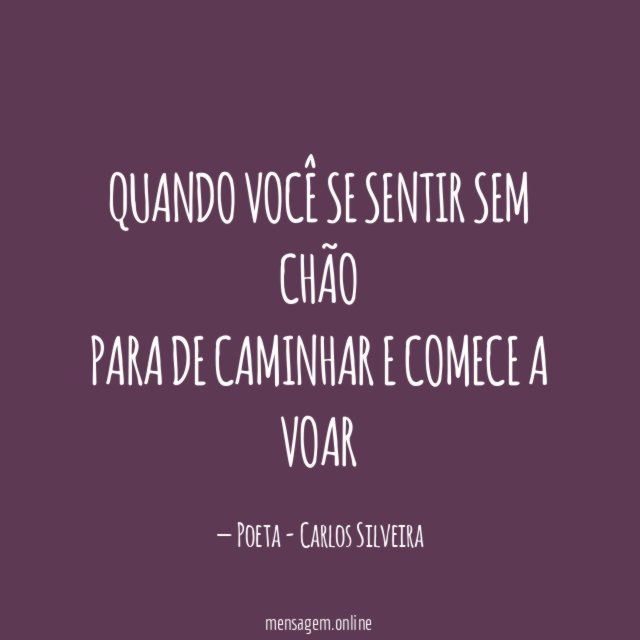 QUANDO VOCÊ SE SENTIR SEM CHÃO PARA DE CAMINHAR