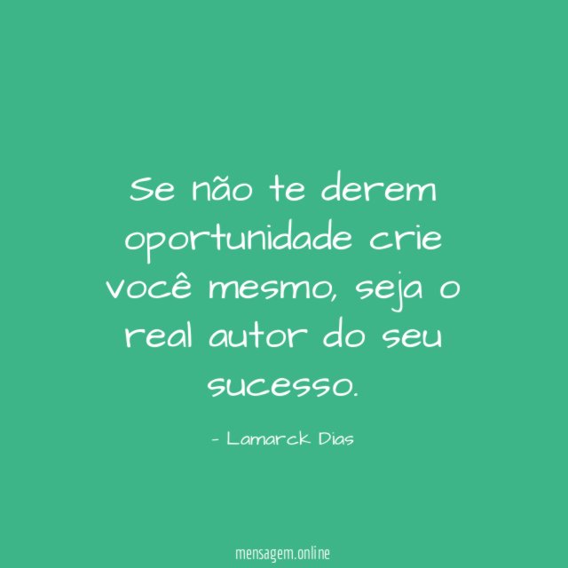 Se não te derem oportunidade crie você mesmo
