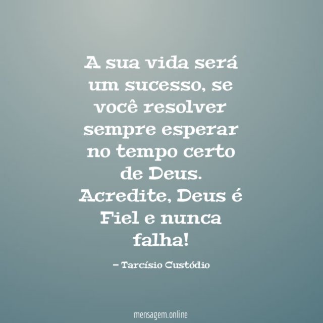 A sua vida será um sucesso