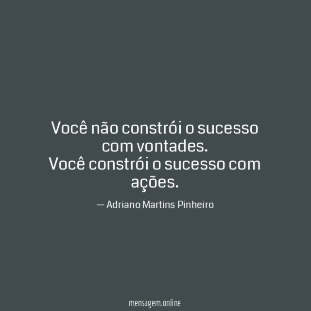 Você não constrói o sucesso com vontades