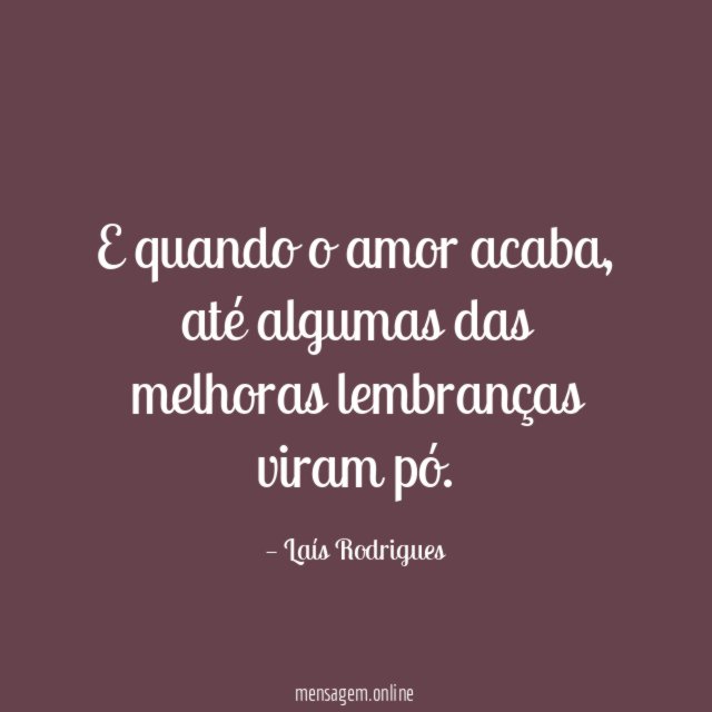 E quando o amor acaba