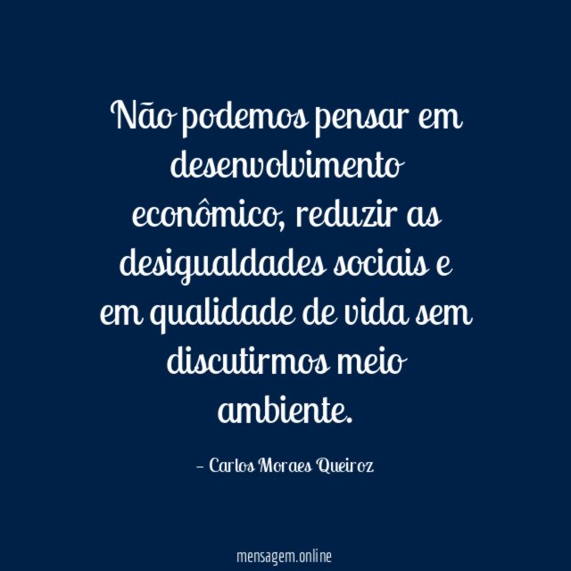 Não podemos pensar em desenvolvimento econômico