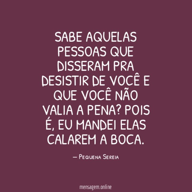 Sabe aquelas pessoas que disseram pra desistir de